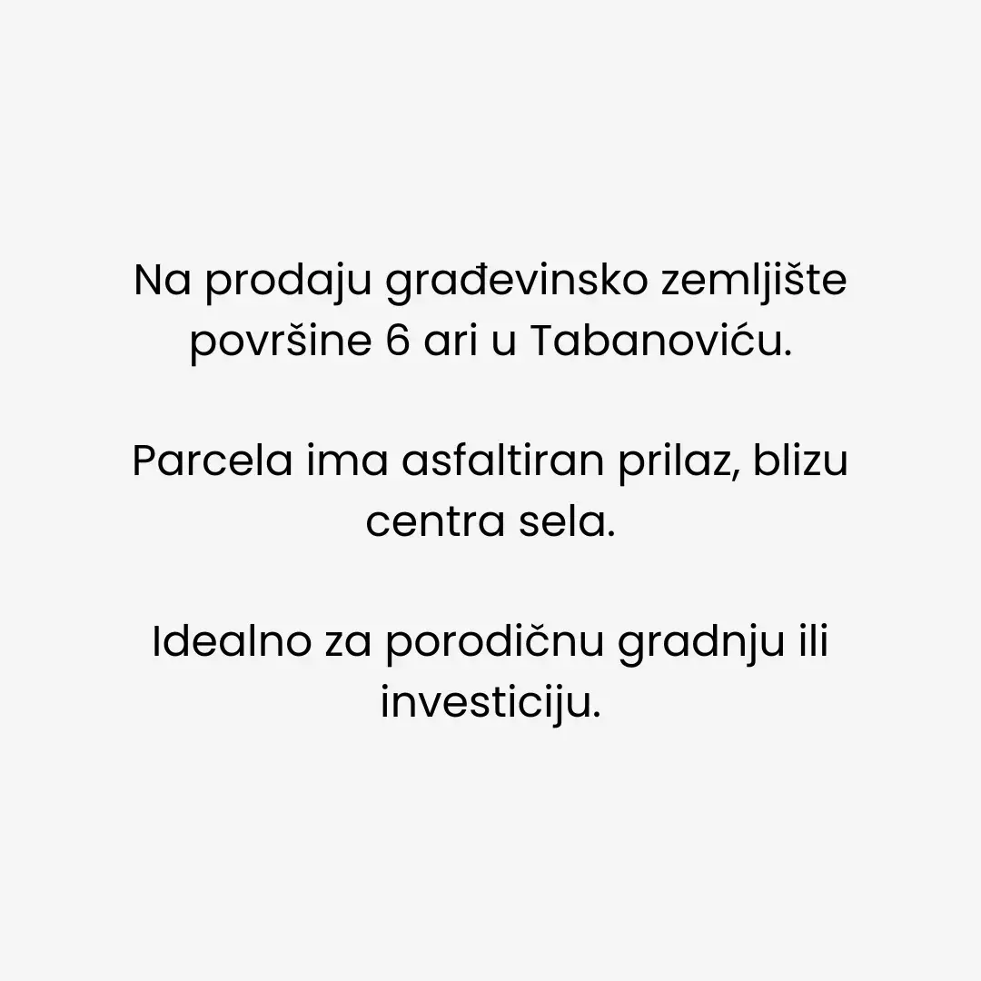 Građevinski plac 600 m², Tabanović, Šabac, fotografija 1