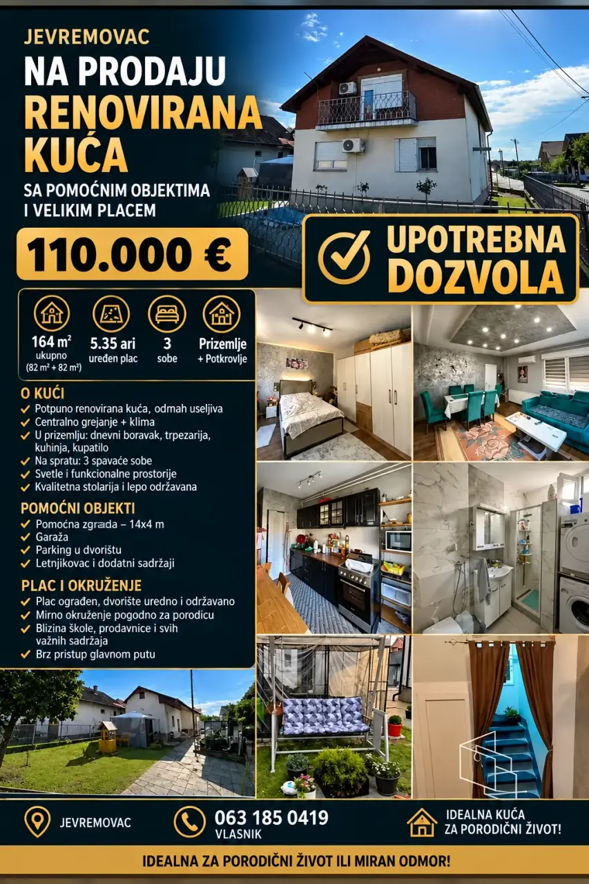 Kuća 175 m² + plac 535 m², Jevremovac, Šabac, fotografija 1